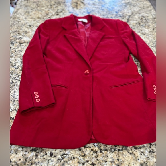 Vintage Lands' End Red Wool Cashmere Blazer Jacket size 10 Euc🎄 - Picture 2 of 8